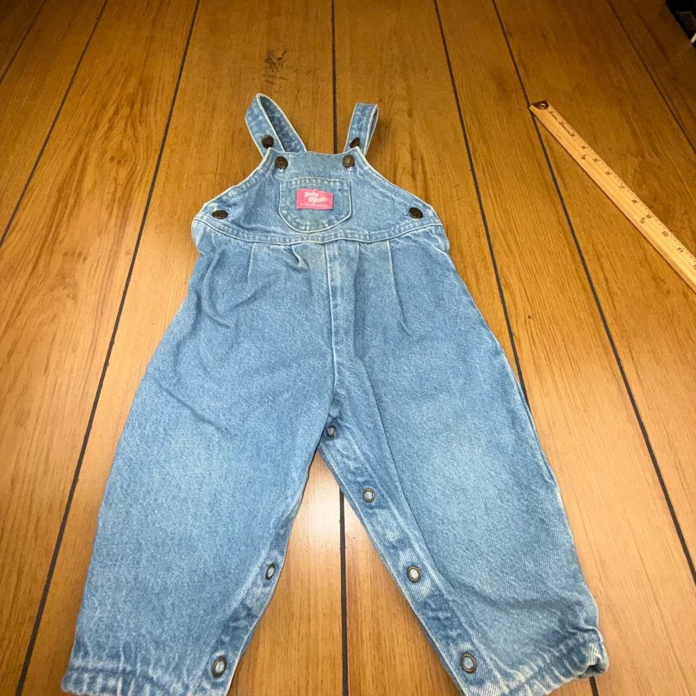 Vintage‎ Baby Bgosh OshKosh Denim Overalls 18M Light Wash Made in USA Vestbak